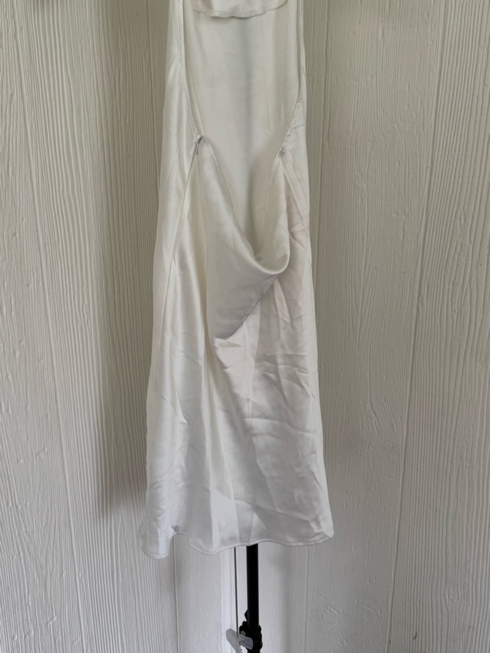 NWOT Nasty Gal Ivory Satin Halter Cowl Neck Slip Dress US 4 - Picture 4 of 7